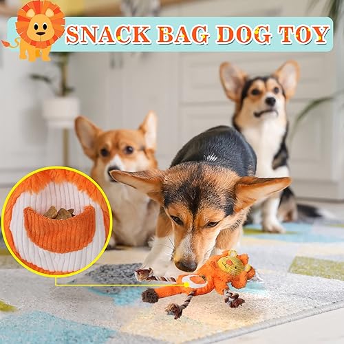 Miniatura 2 de D KING D KING Juguete de peluche para perros de cuerda,Juguetes para cachorros para dentición,Juguete de perro de tira y afloja (león)