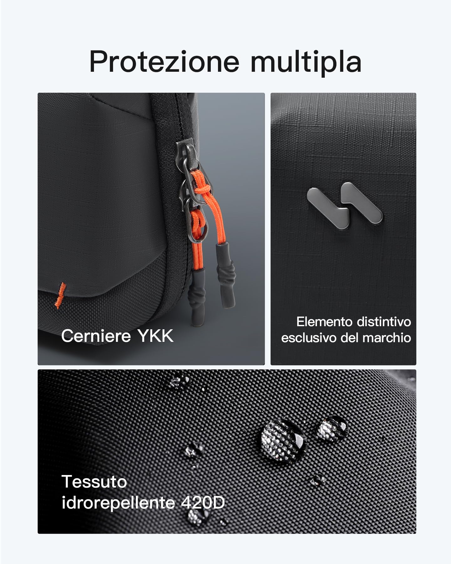 Inateck Organizer Elettronico Portatile, Borsa da Viaggio Resistente agli Spruzzi per Cavi, Power Bank, Hub, Cuffie, Nero