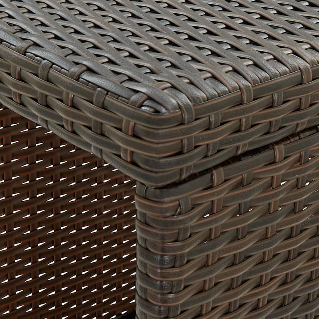 vidaXL Modern Brown Bar Table with 3-Tier Storage Rack, Sturdy PE Rattan and Steel Construction, Convenient Lightweight Design, Suitable for Homes, Gardens, Bars, Restaurants