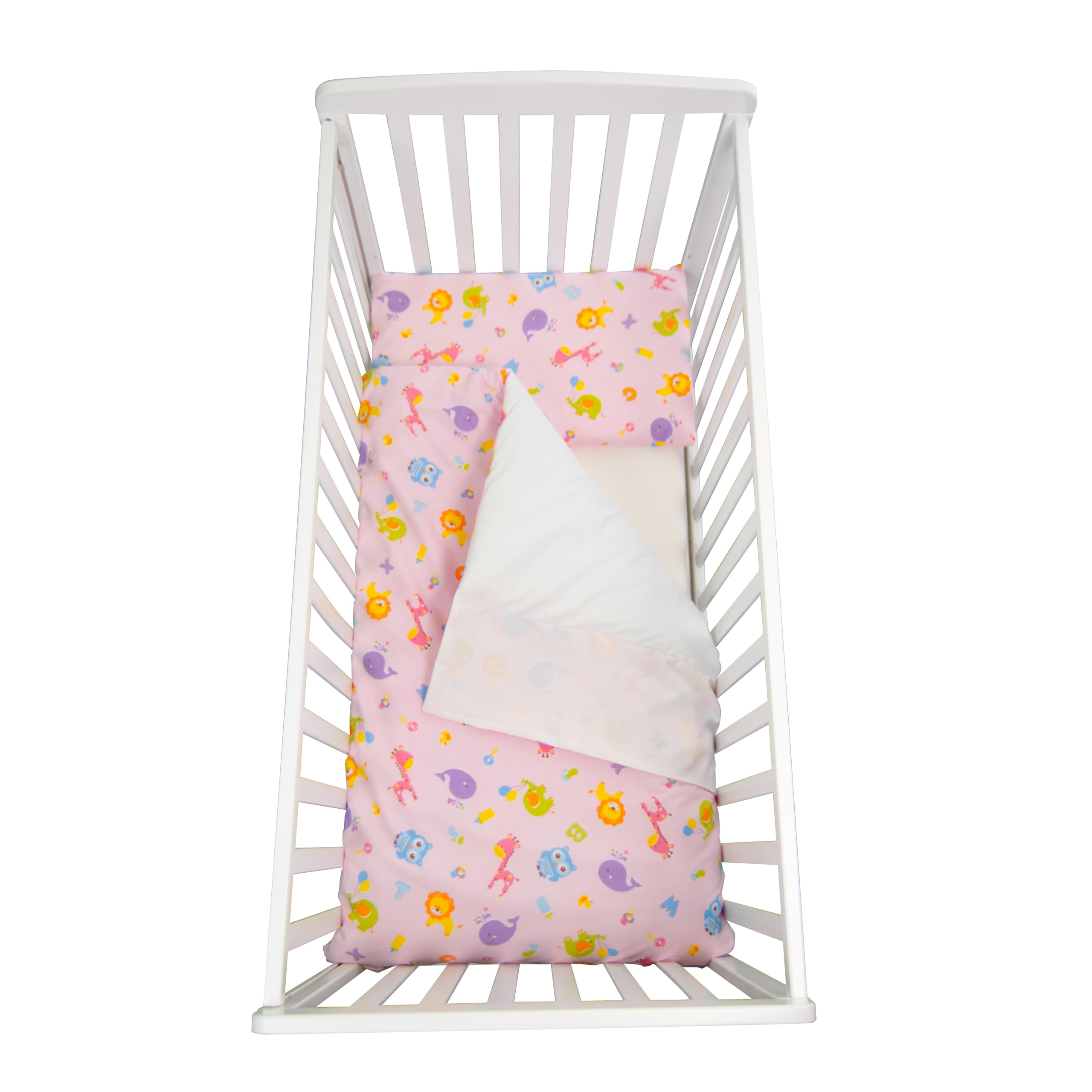 GHIOCUSCINI Corredo Completo Culla Neonato 3 Pezzi ROSA, Set Biancheria Lettino con Sacco Piumino, Imbottitura e Federa, 100% Cotone Ipoallergenico, Made in Italy