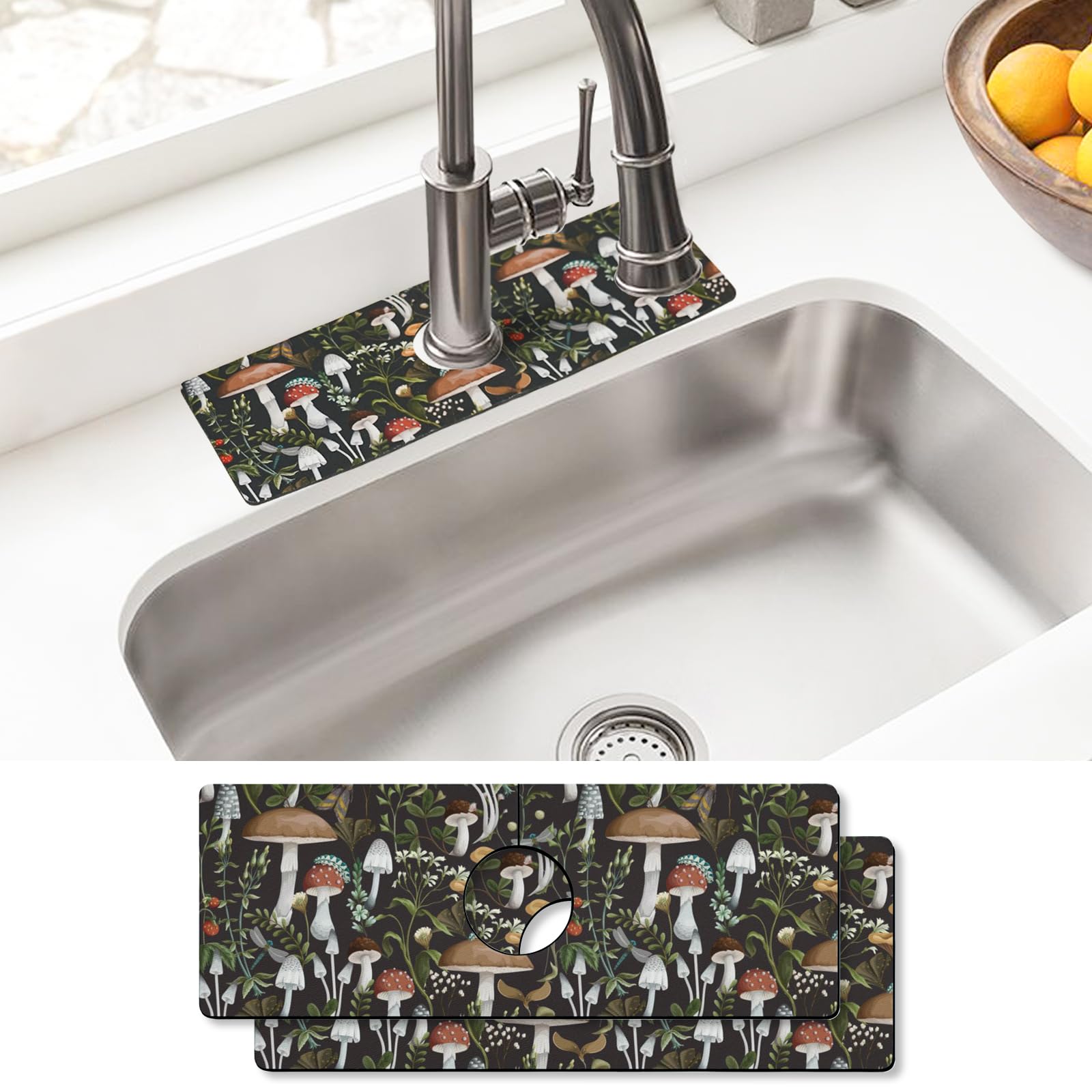 Sink Faucet Absorbing Mat, 2 Pack Drying Mat Around Faucet Sink Splash Guard Behind Faucet Sinkmat For Kitchen Bathroom Island Rv 15 * 5.5 Inch (38 *