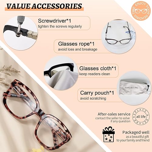 Miniatura 6 de MARE AZZURO Lentes de lectura cuadrados grandes +4.00 para mujeres de gran tamaño 1.0 1.25 1.5 1.75 2.0 2.25 2.5 2.75 3.0 3.5 4.0 5.0 6.0 (leopardo,