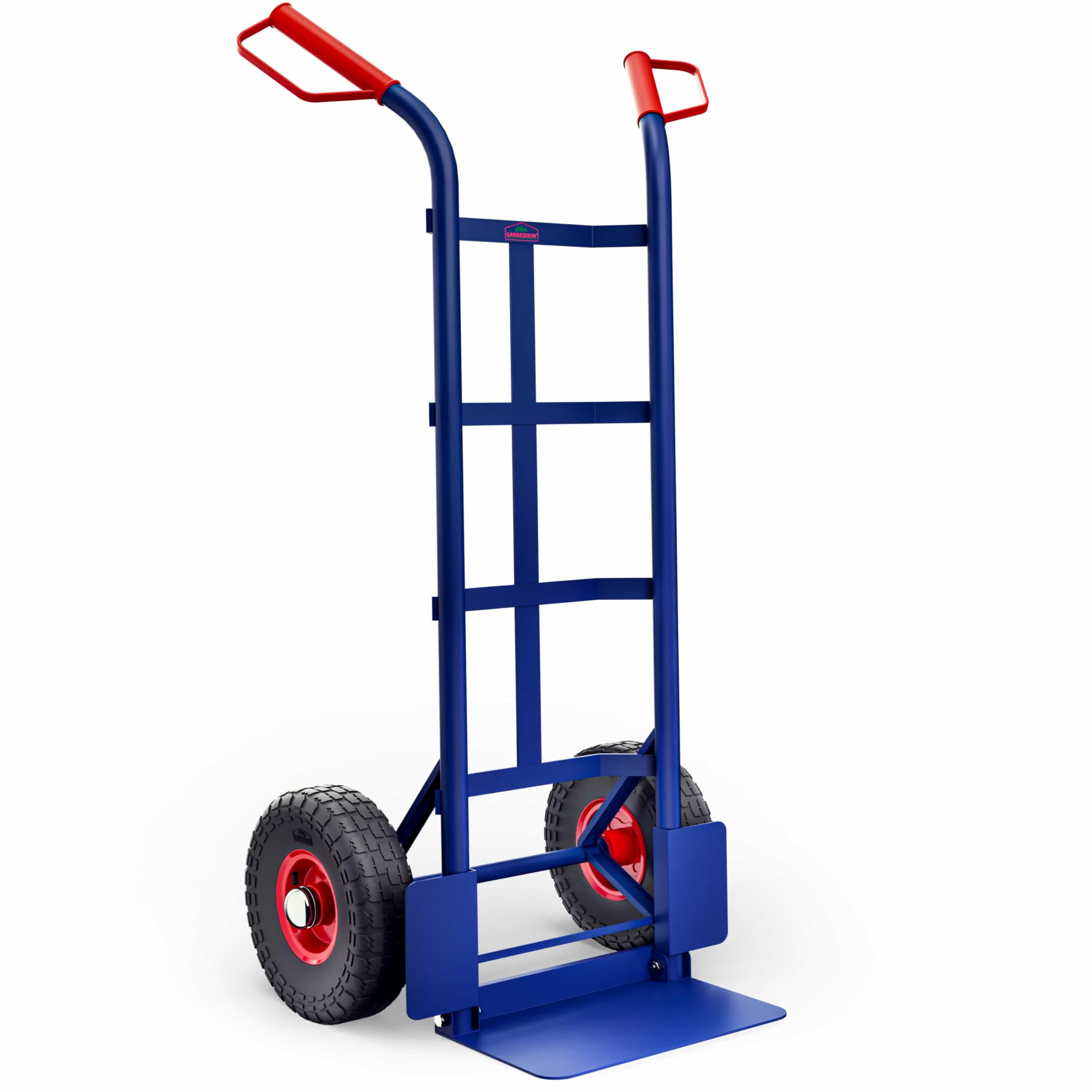 GARDEBRUK® Carretilla de Mano Plegable Carga hasta 200Kg Carro Mudanza Acero Asas Protectoras Carrito de Transporte Portátil 2 Ruedas Resistentes Azul
