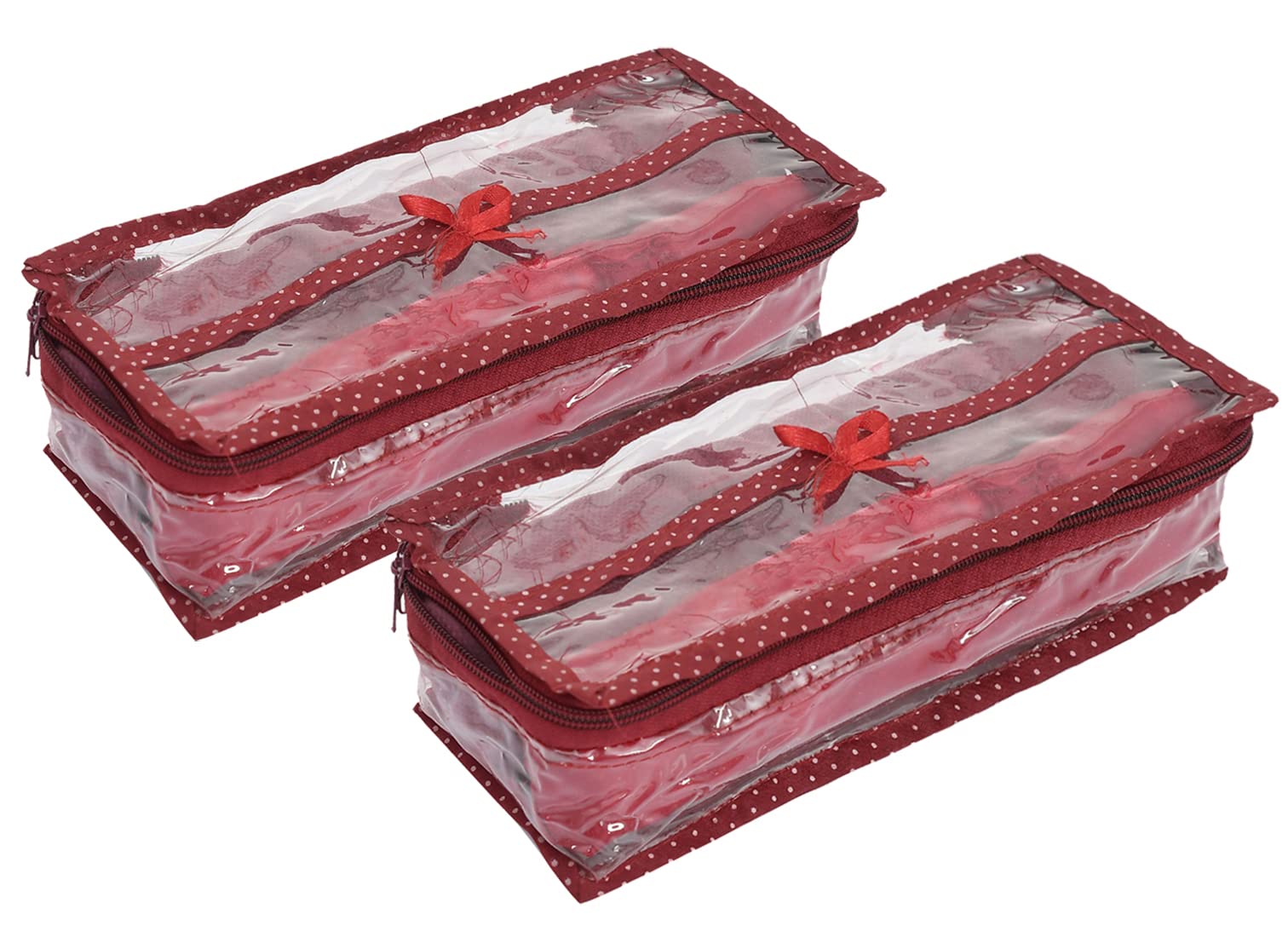 Heart Home Dot Printed Tranasparent PVC 1 Rod Bangles, Watches, Bracelet, Small Jewellery Organizer- Pack of 2 (Maroon) (B09PGB8DQL) Amazon Price History, Amazon Price Tracker