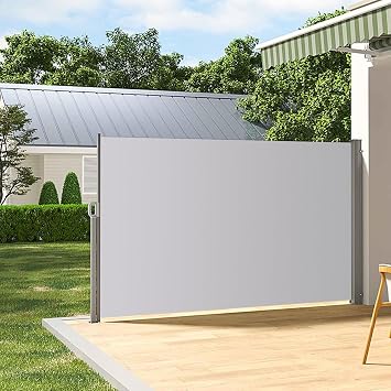 Retractable Screen for Patio, Retractable Side Awning,Waterproof & UV-Resistant, Folding Privacy Screen Room Divider Roll Up Balcony, for Courtyard, Roof Terraces and Pools  Color Gris , Size 6.5