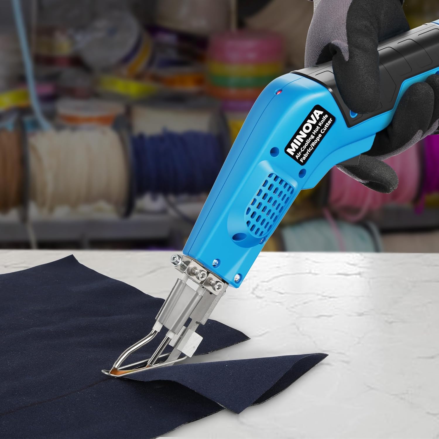 Air Cooled Pro Electric Hot Knife Fabric Cutter Rope Cutting Tool Kit with Blades & Accessories