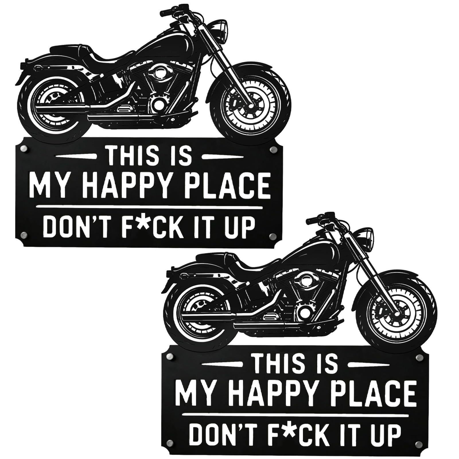 Letrero de metal con texto en inglés "This Happy Place Is My, Don't F It Up