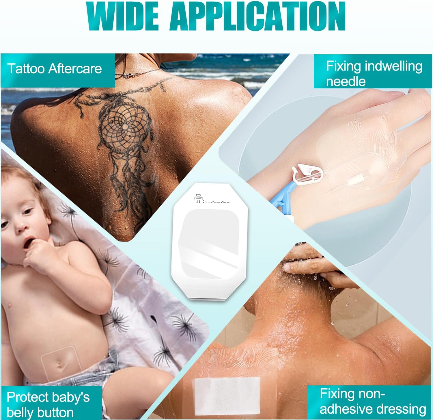 Transparent Film Dressing 100 Packs 2.37" x 2.75" Waterproof Clear Bandages for Tattoo Aftercare Bandage,Scar Therapy,Wound Care - Image 6