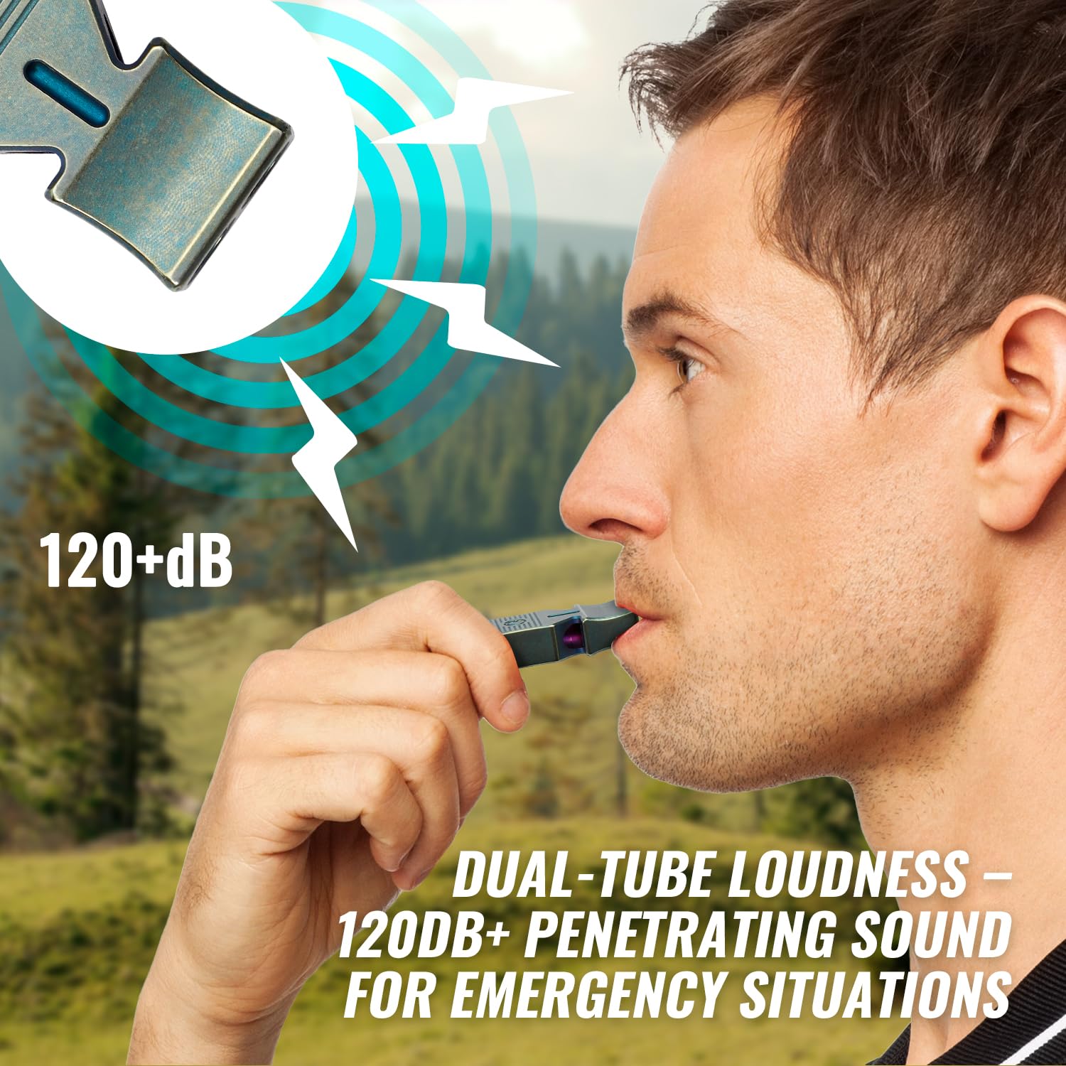 TACRAY Silbato de supervivencia de emergencia de titanio, silbato portátil para collar, silbato fuerte de hasta 120 ~ 130 db, bueno para salvar vidas, senderismo, campamento y entrenamiento de