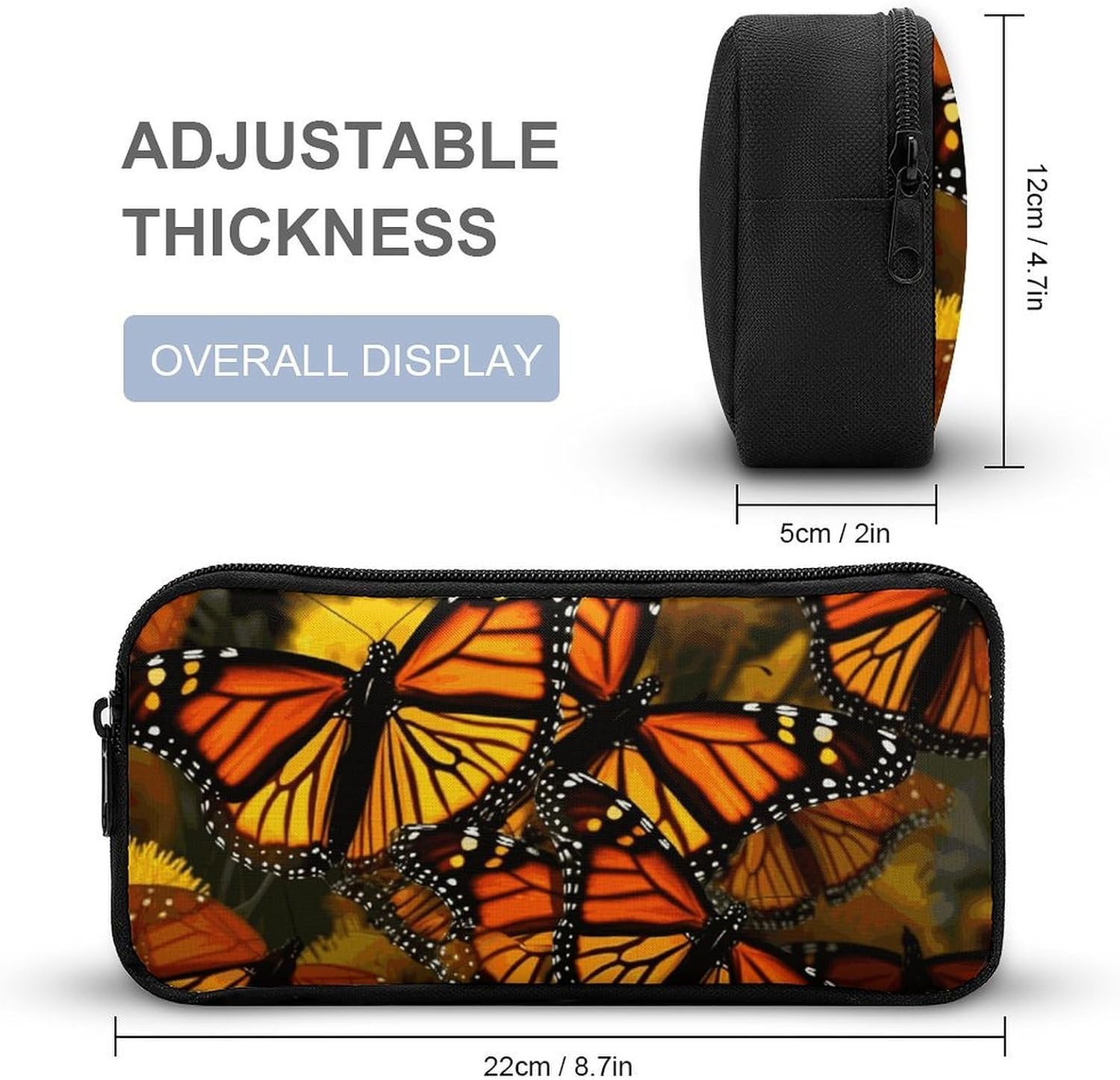 Lightweight Butterflies Pen Pouch with Metal Zipper image 2