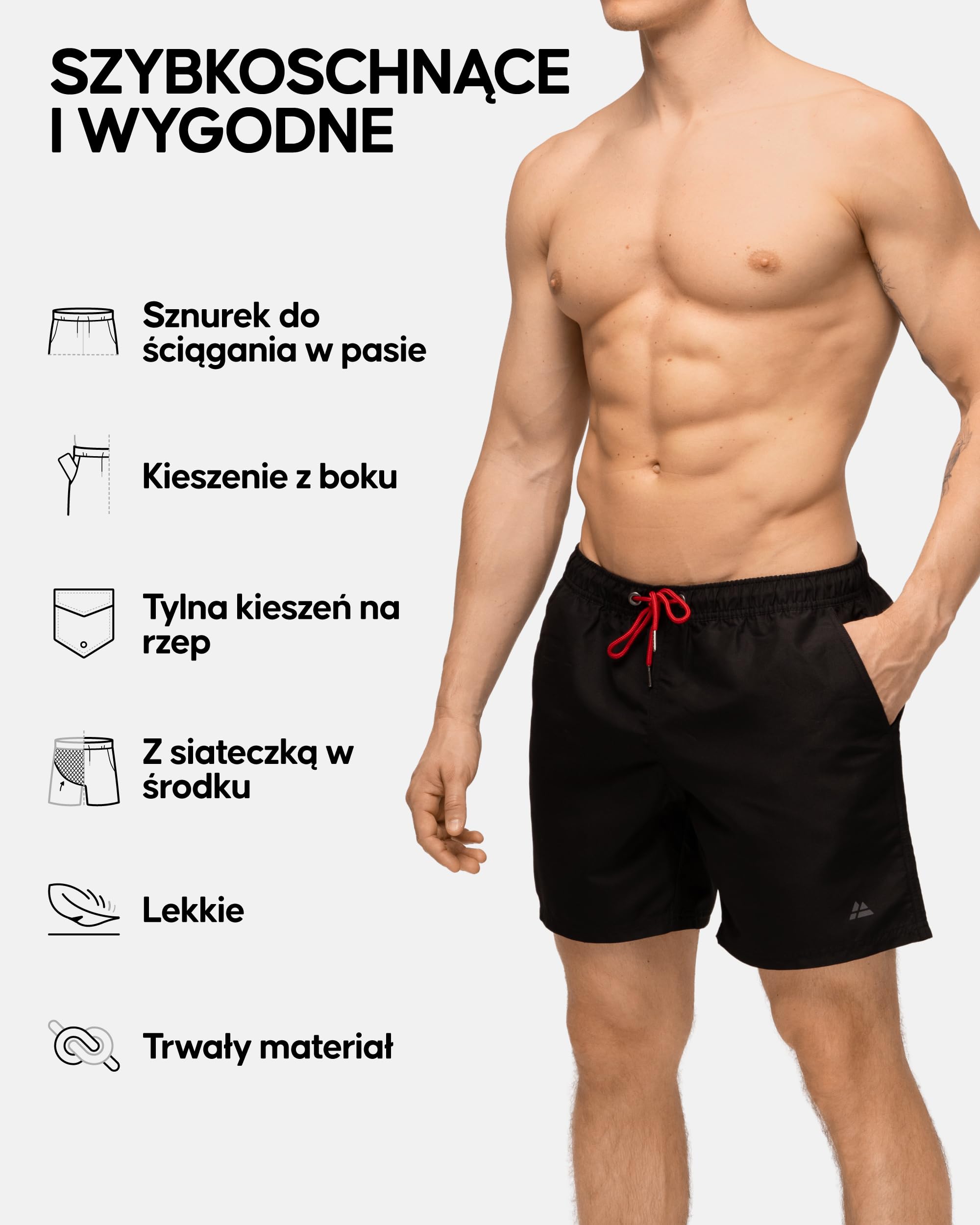 DANISH ENDURANCE Męskie Szorty Kąpielowe, Szybkoschnące, Lekkie Spodenki do Pływania z Siatkową Podszewką