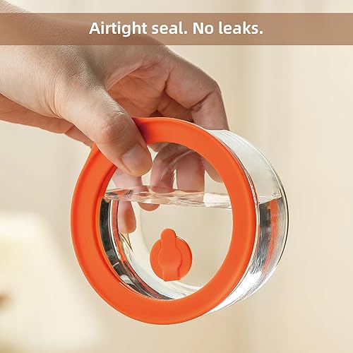 Miniatura 6 de Wissy&Konny Recipientes de avena con tapas, paquete de 6 (18 onzas y 9 onzas), recipientes de vidrio pequeños de boca ancha con tapas de vidrio