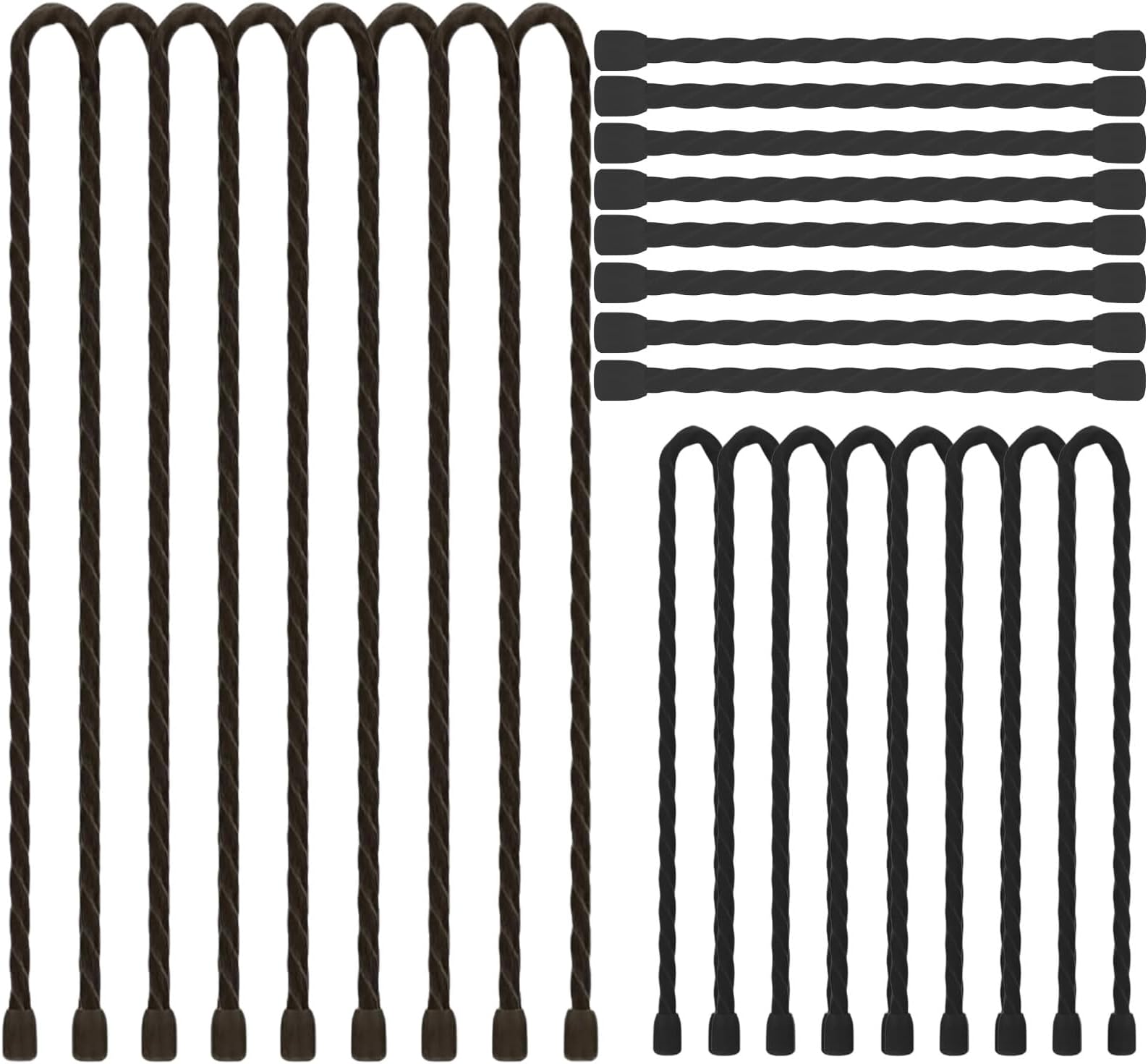 Generic 24PCS Black Silicone Cable Ties- Reusable Rubber Twist Ties Bendable Cable Ties for Bundling and Holding, All Purpose Cord Tie for Indoor and Outdoor（6inch, 12inch, 18inch）