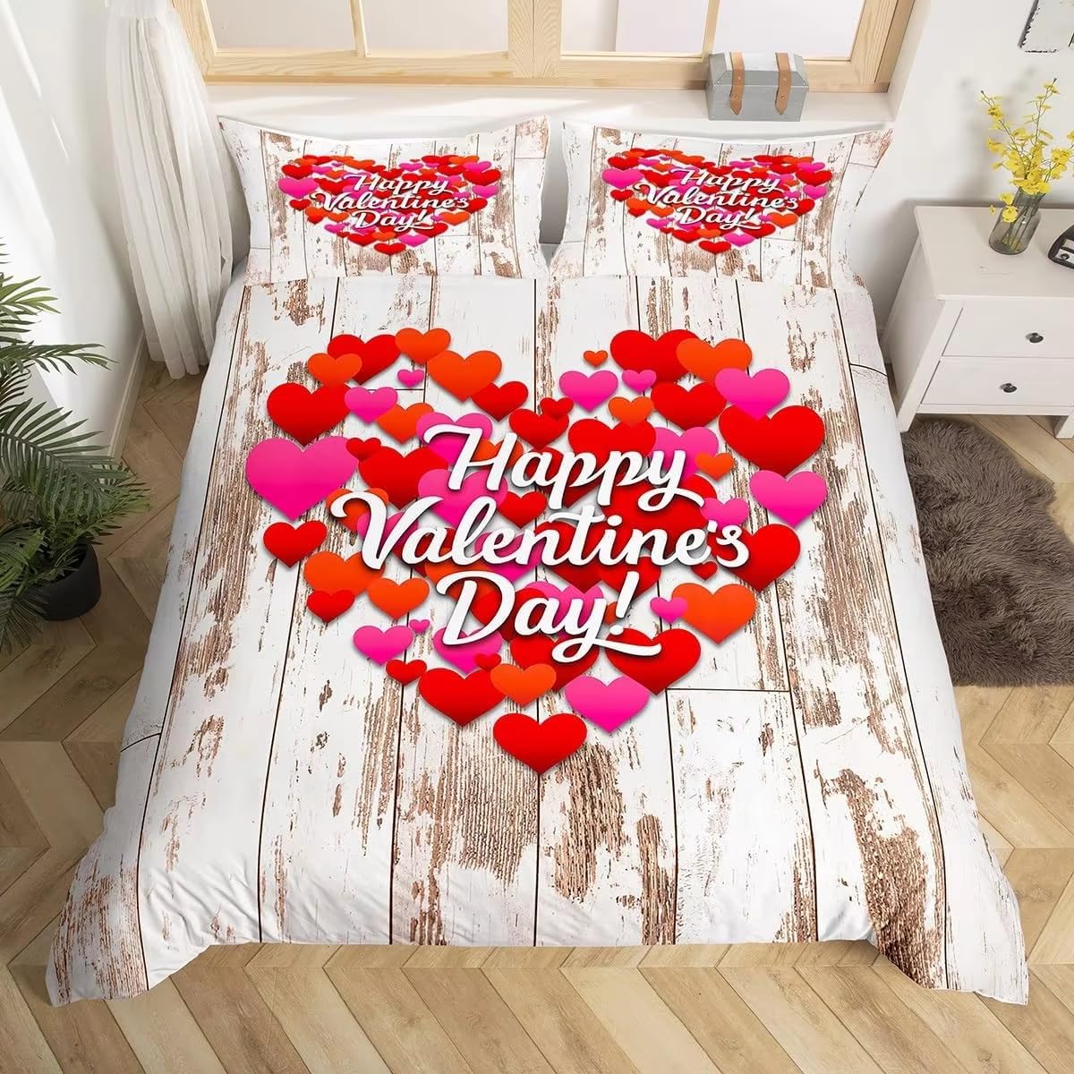 Housse de couette en microfibres blanches pour chambre adulte romantique