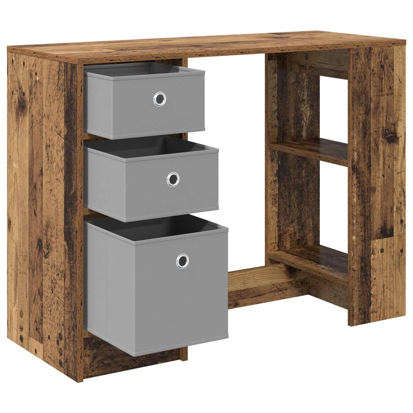 Scrivania in legno antico, 100 x 40 x 75 cm, in legno lavorato con cassetti