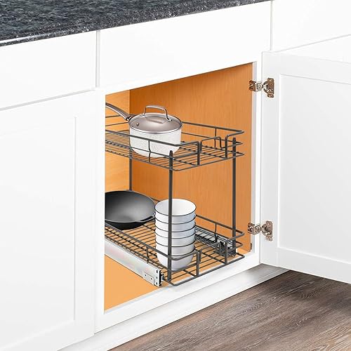 Miniatura 3 de KarweuSu Estante extraíble y organizador de cajones de armario de cocina de 2 niveles, cesta de almacenamiento de despensa deslizante en varios