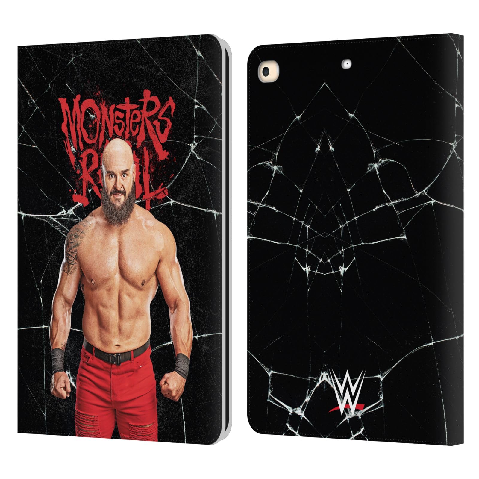 Head Case Designs Officially Licensed WWE Monsters are Real Braun Strowman Leather Book Wallet Case Cover Compatible with Apple iPad 9.7 2017 / iPad 9.7 2018