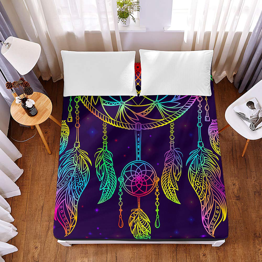 Drap housse de matelas 3D qui ne glisse pas pour lit une place 90x200 cm