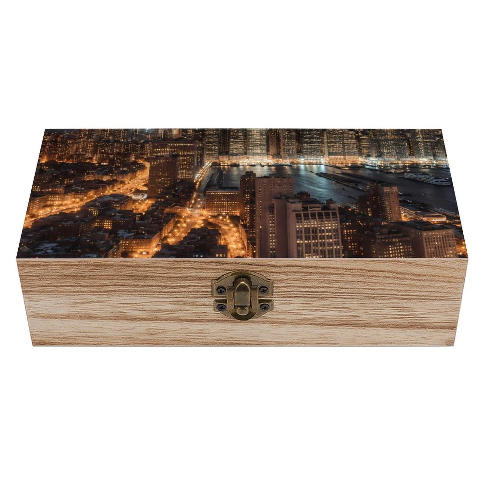 HLBSDM New York City Scenery Wooden Storage Box