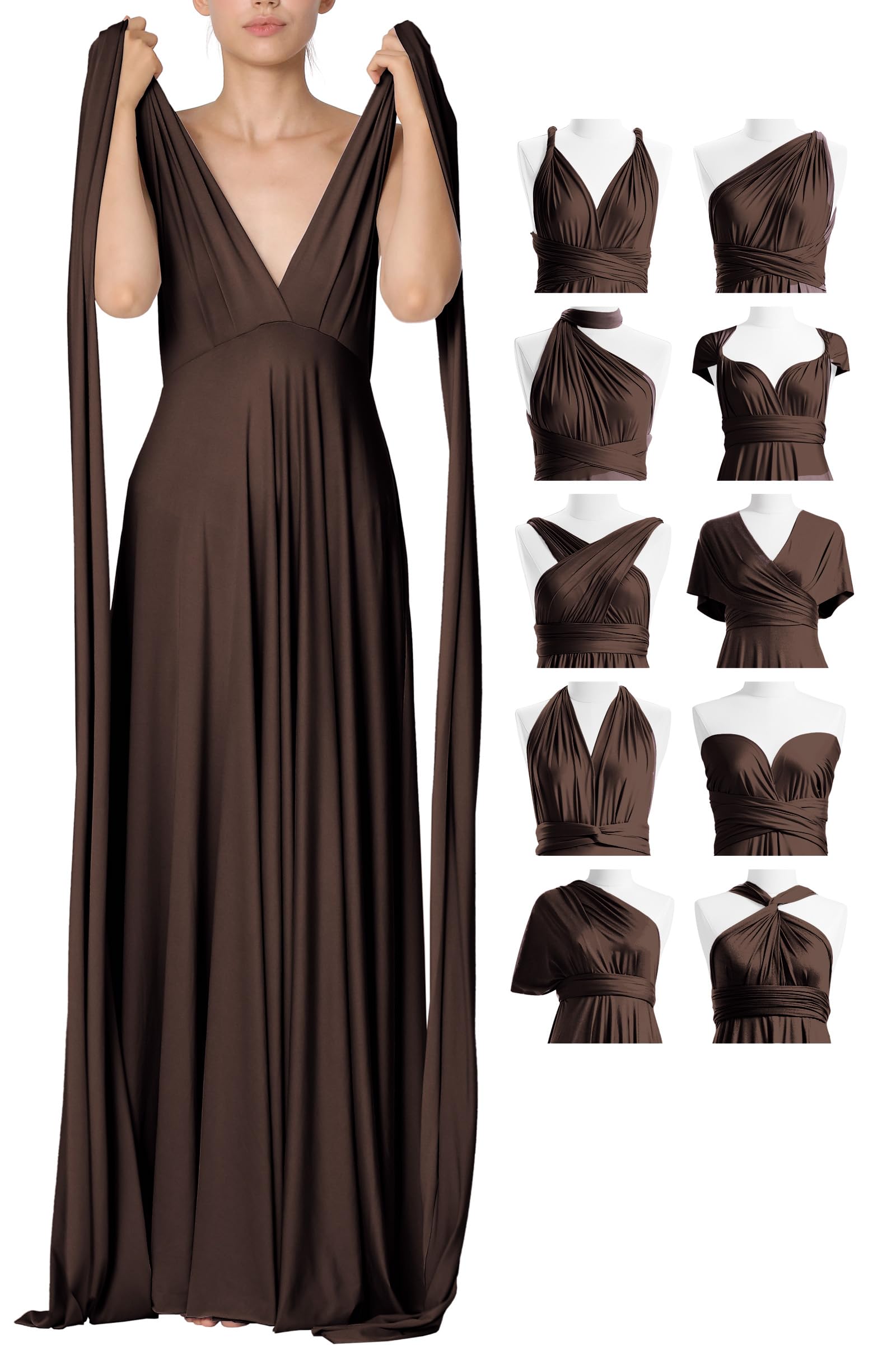 72styles Infinity Kleid für Hochzeitsgast, Multi-Way Wickelkleid Elegante Maxi Lang Abendkleider für Damen Brautjunferkleid Partykleid Abschlusskleid Ballkleid