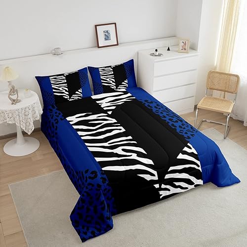 Miniatura 259 de Castle Fairy Juego de ropa de cama con estampado de cebra, tamaño matrimonial, juego de edredón de animales de África y vida silvestre, juego