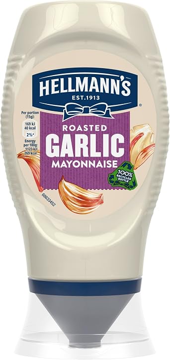 Hellmann's Roasted Garlic Mayonnaise Condiment Squeeze Bottle garlic mayo for burgers, wraps and sandwiches 250 ml