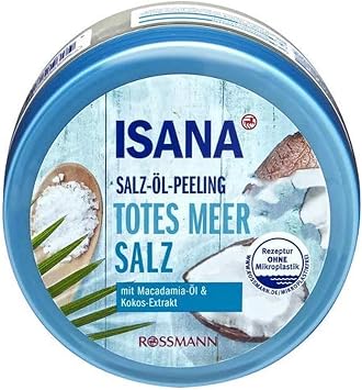 Isana Body Scrub - Softening Skin Exfoliant with Dead Sea Salt, Macadamia Oil & Coconut - 300 g