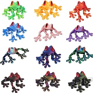 Magnetic Frog Toy, 3D Printed Magnet Frog, Realistic Jointed Jumping Frogs Model, Cute Movable Frog Decoration for Fridge and Metal Surfaces (Set D)