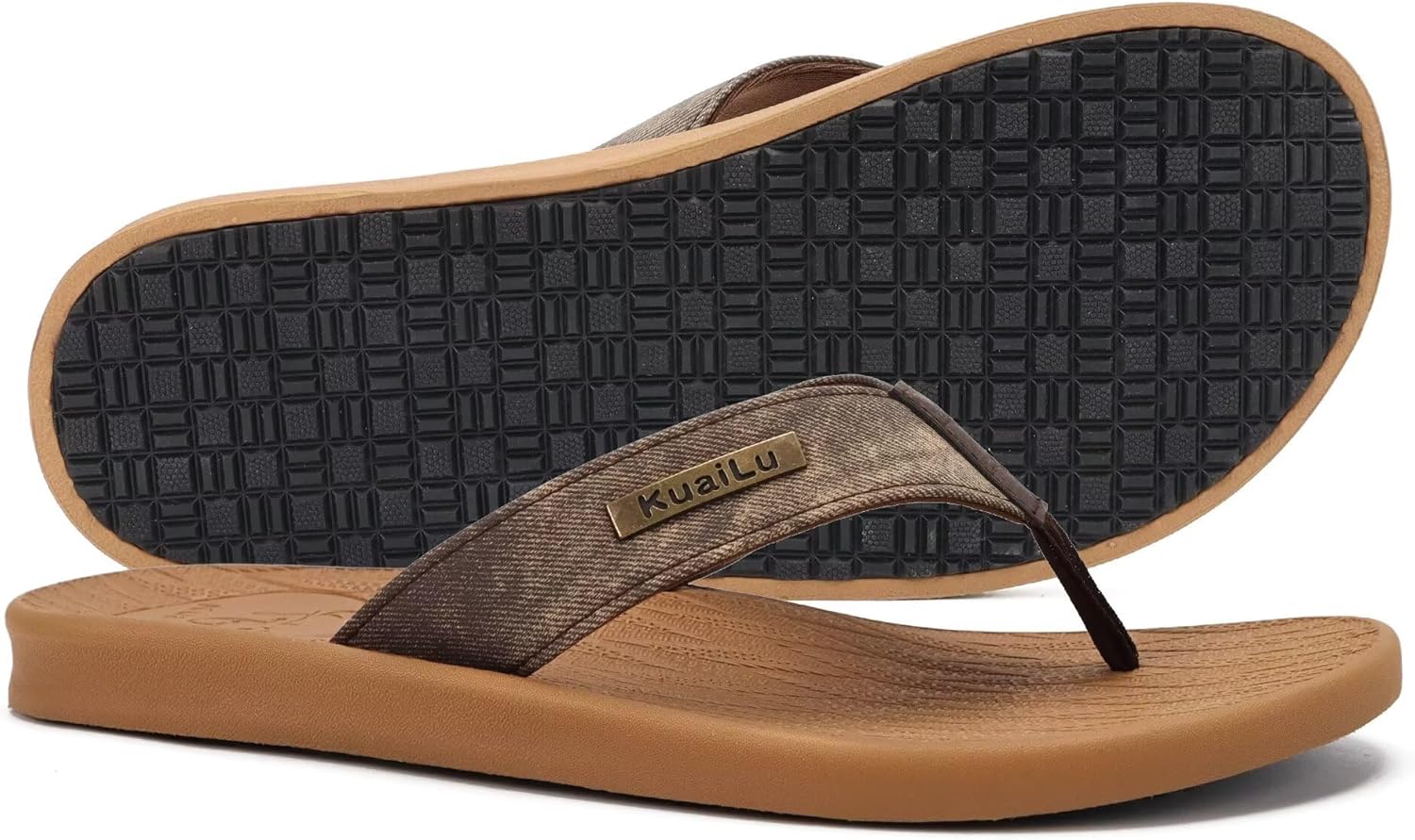 KuaiLu Mens Flip Flops Arch Support Comfortable Summer Beach Thong Sandals Yoga Foam Cushion Slip on Slippers - Image 9