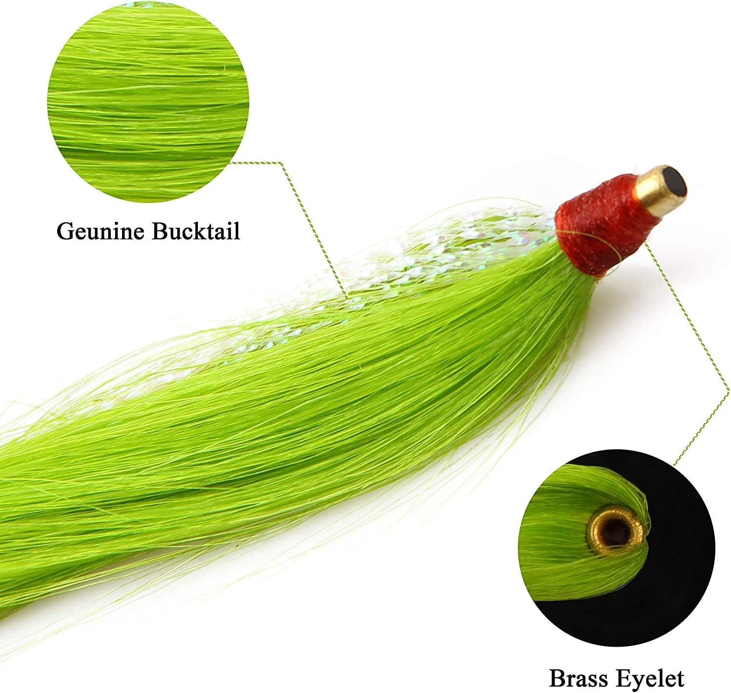 Fishing Bucktail Teaser Saltwater - 12pcs Bucktail Slide Teaser Kit for Fluke Rig Flounder Rig Saltwater Fishing Teasers Plugs 3 Colors : Sports & Outdoors
