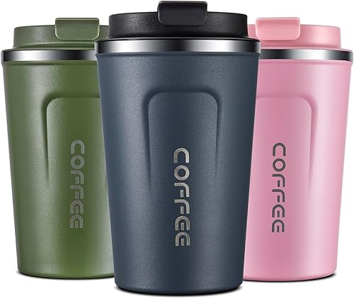 Miniatura 2 de Taza de viaje de café aislada de acero inoxidable, tazas de café personalizadas para automóvil, taza linda de 12 onzas, azul