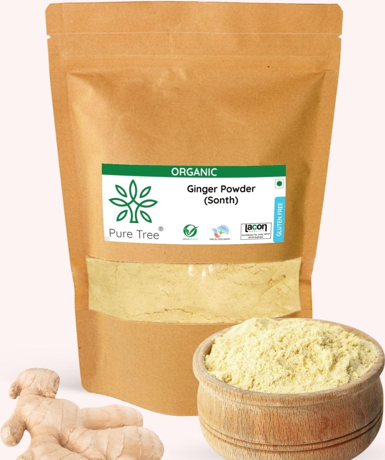 Pure Tree Certified Organic Adrak Powder | 100 g | Sonti Podi Dry Ginger Powder, Sonth Powder - Saunth | Allam Powder Ginger Root Powder For Cooking | Gluten Free Sukku Podi (B09MS9VLRT) Amazon Price History, Amazon Price Tracker