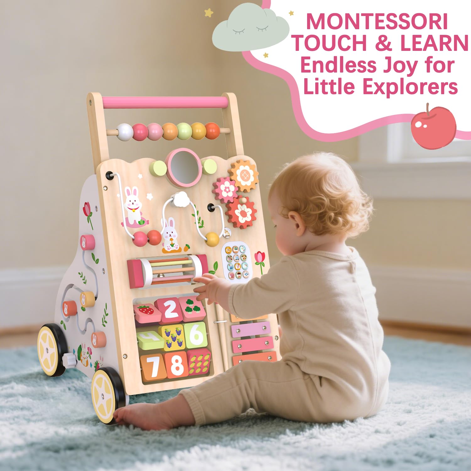 Giocattolo scorrevole in legno per imparare a camminare per bambini BPW668