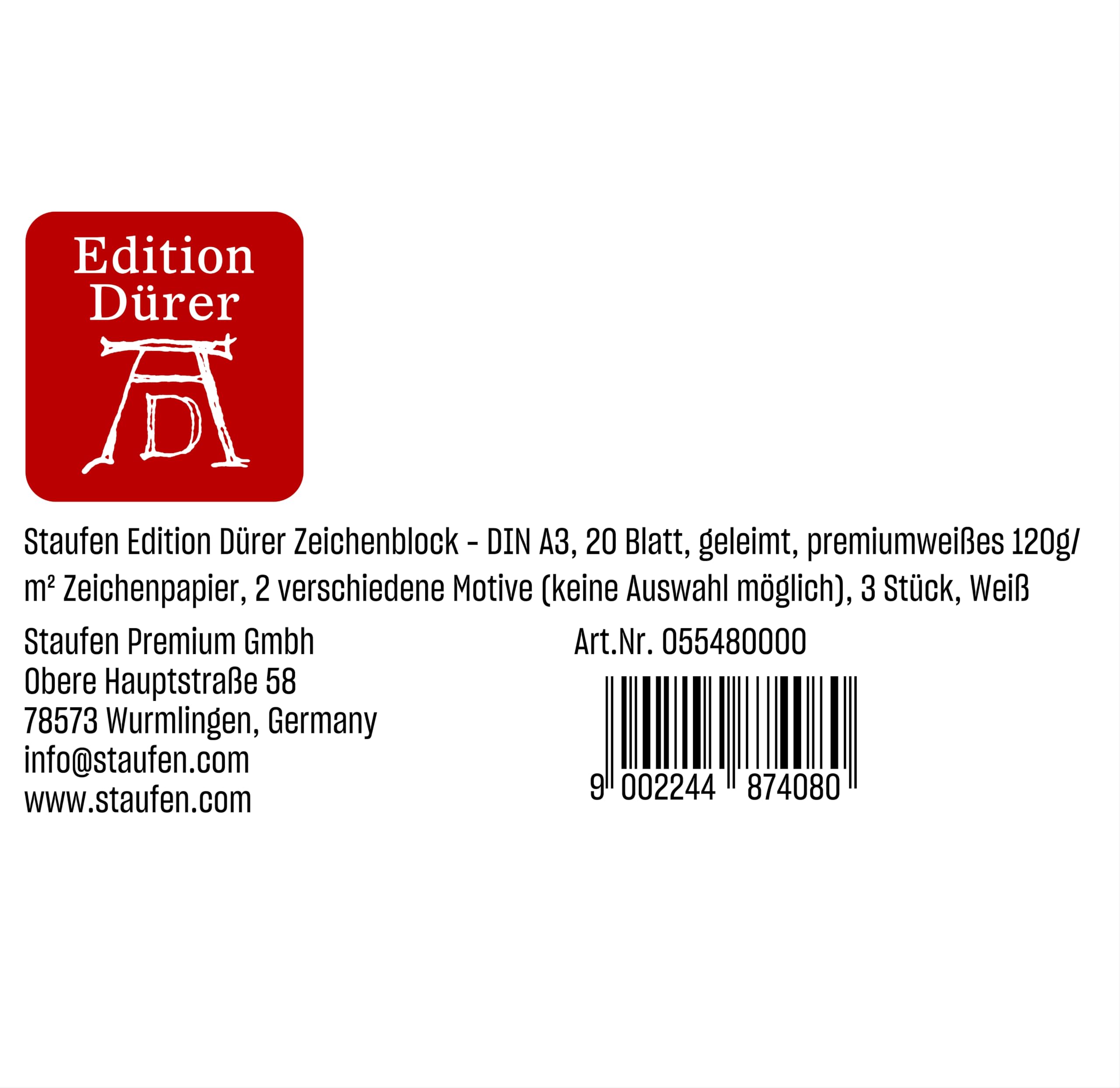 Staufen Bloc Millimétré A3 - 25 Feuilles - Papier 90g/m² - Quadrillage 1mm