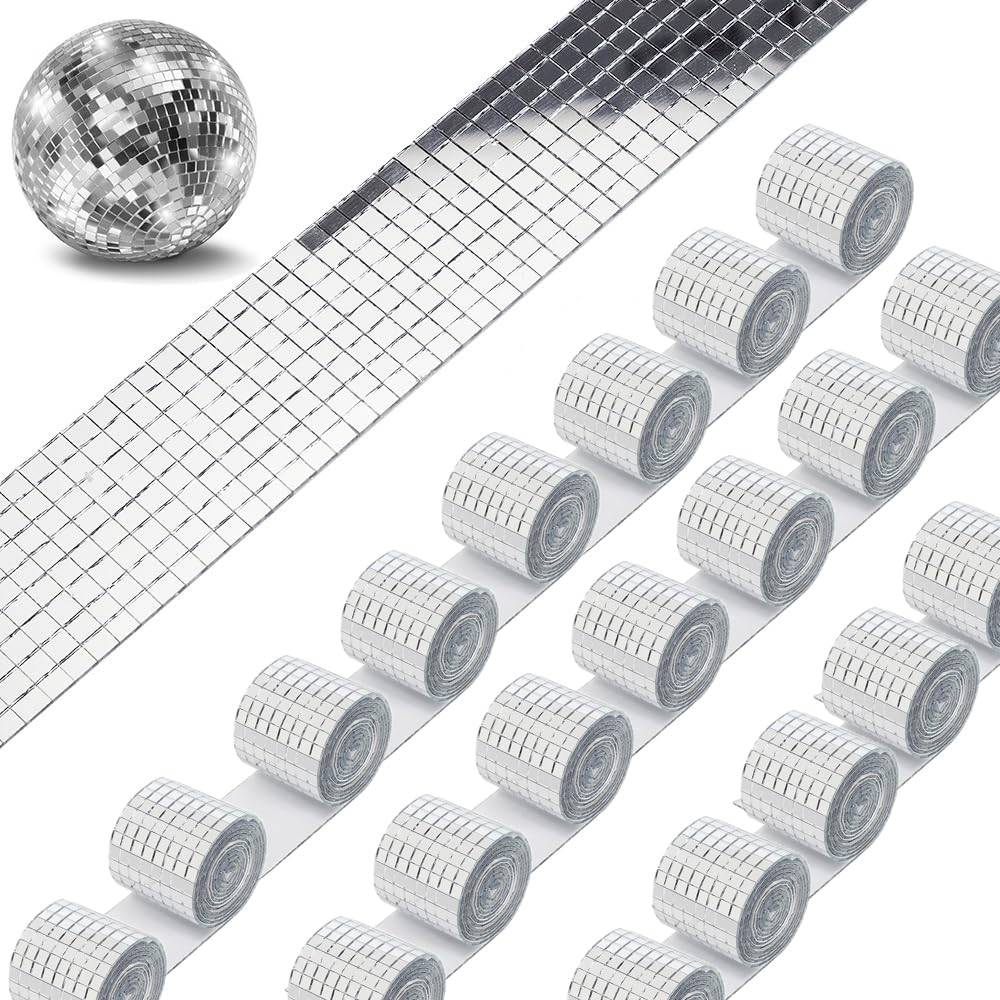 WOOLUCK® 20 rollen/32000 stuks zelfklevende mozaïektegels, vierkant, glas, voor doe-het-zelf, keuken, badkamer, KTV (zilver