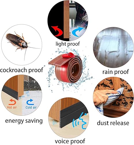 Miniatura 3 de Tope de puerta para debajo de la puerta, tira de barrido para debajo de la puerta, bloqueador de corrientes de aire insonorizado para interior