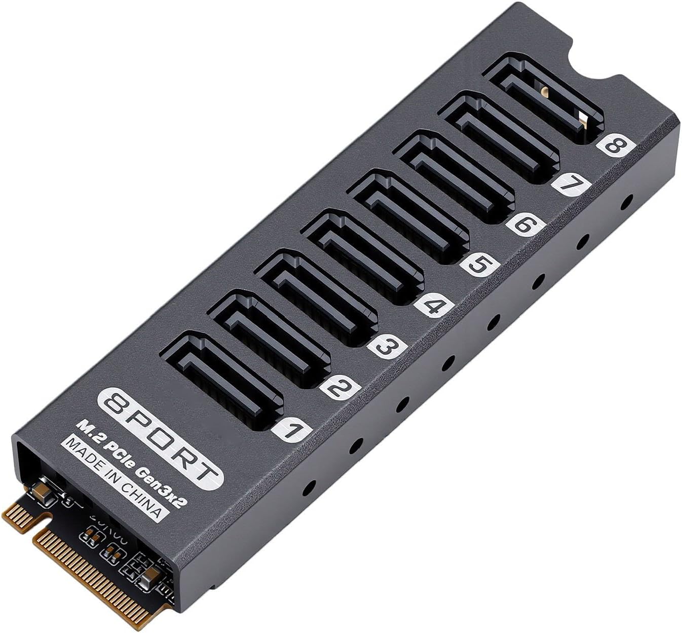 Karlak M.2 to Serial ATA 3.0 Adapter HighSpeed Expansion Card with 8 Ports for Massive Data Storage Solutions Aluminum Alloy for