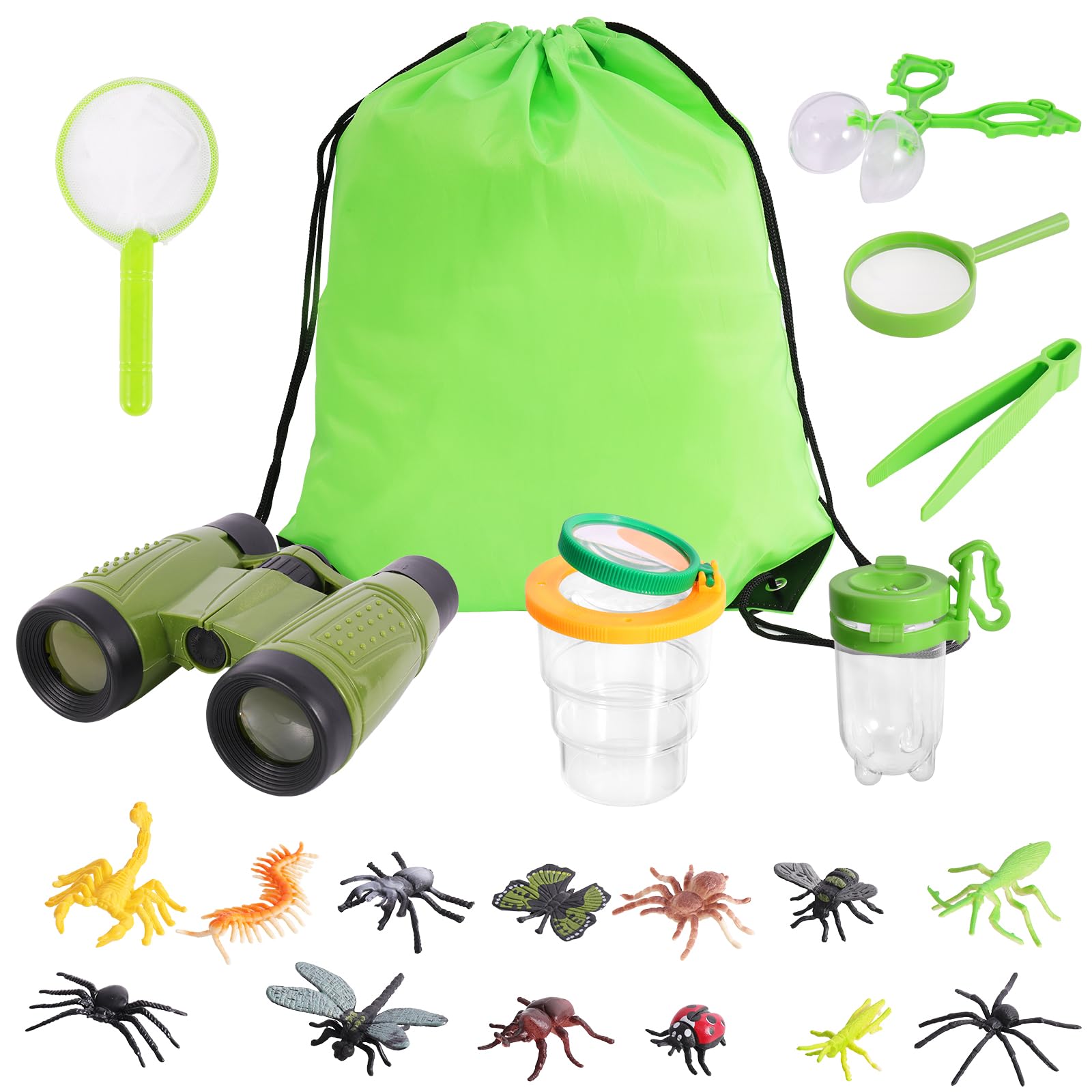 20PCS Outdoor Explorer Set for Kids, Insect Toys Adventure Kit, Insect Catching Collection Kit, Bug Catcher Explorer Kit with Insect Cup, Exploration Insect Observation Tool Accessories for Outdoor
