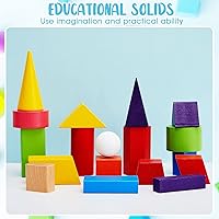 Vista 4 de Deekin 36 piezas de formas 3D grandes para enseñar manipulativos de matemáticas, bloques de sólidos geométricos, bloques de aprendizaje Montessori
