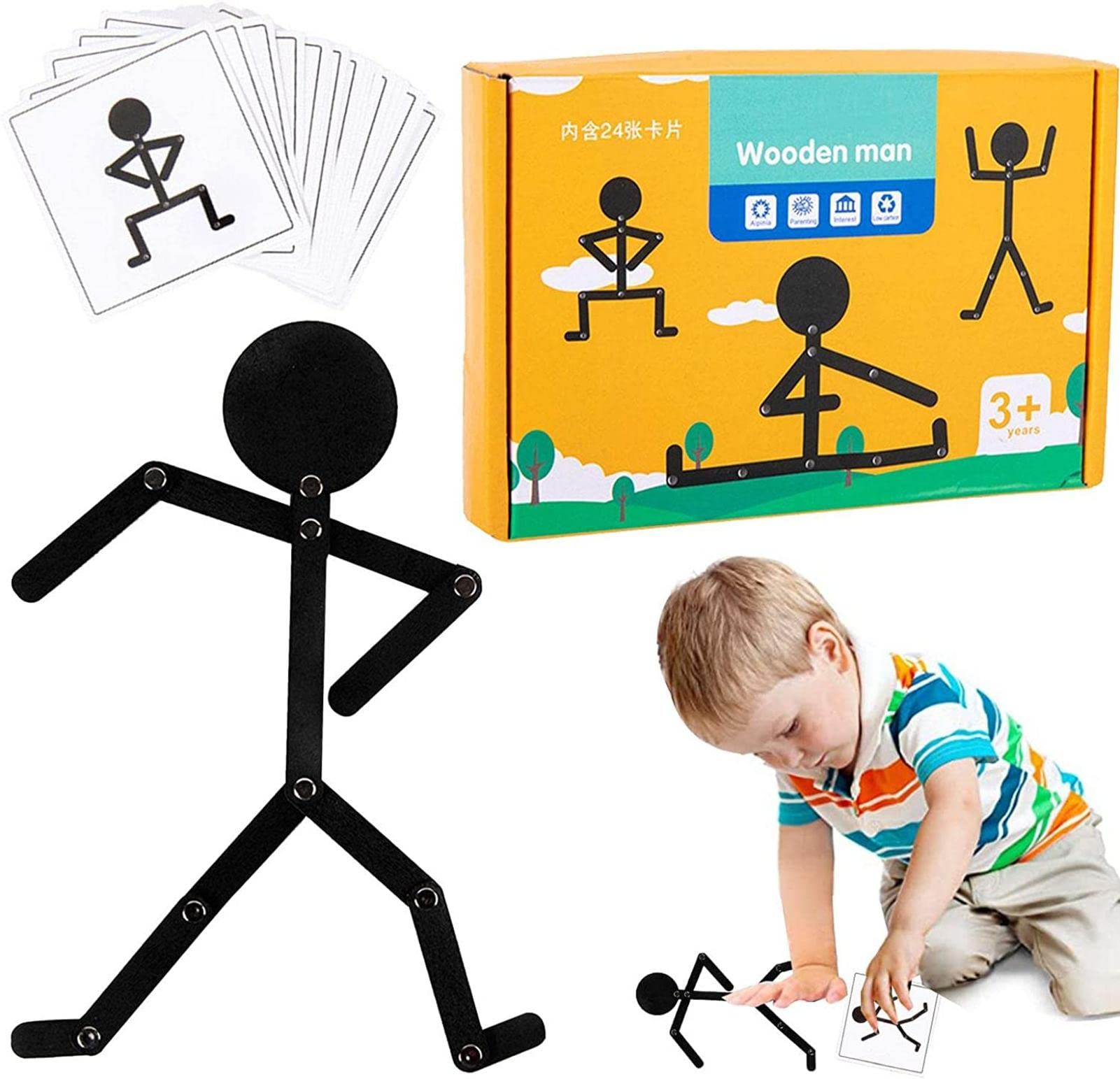 Luckxing Stickman Mr.Flex Puzzle Bois Jouet Educatif Motricité Fine