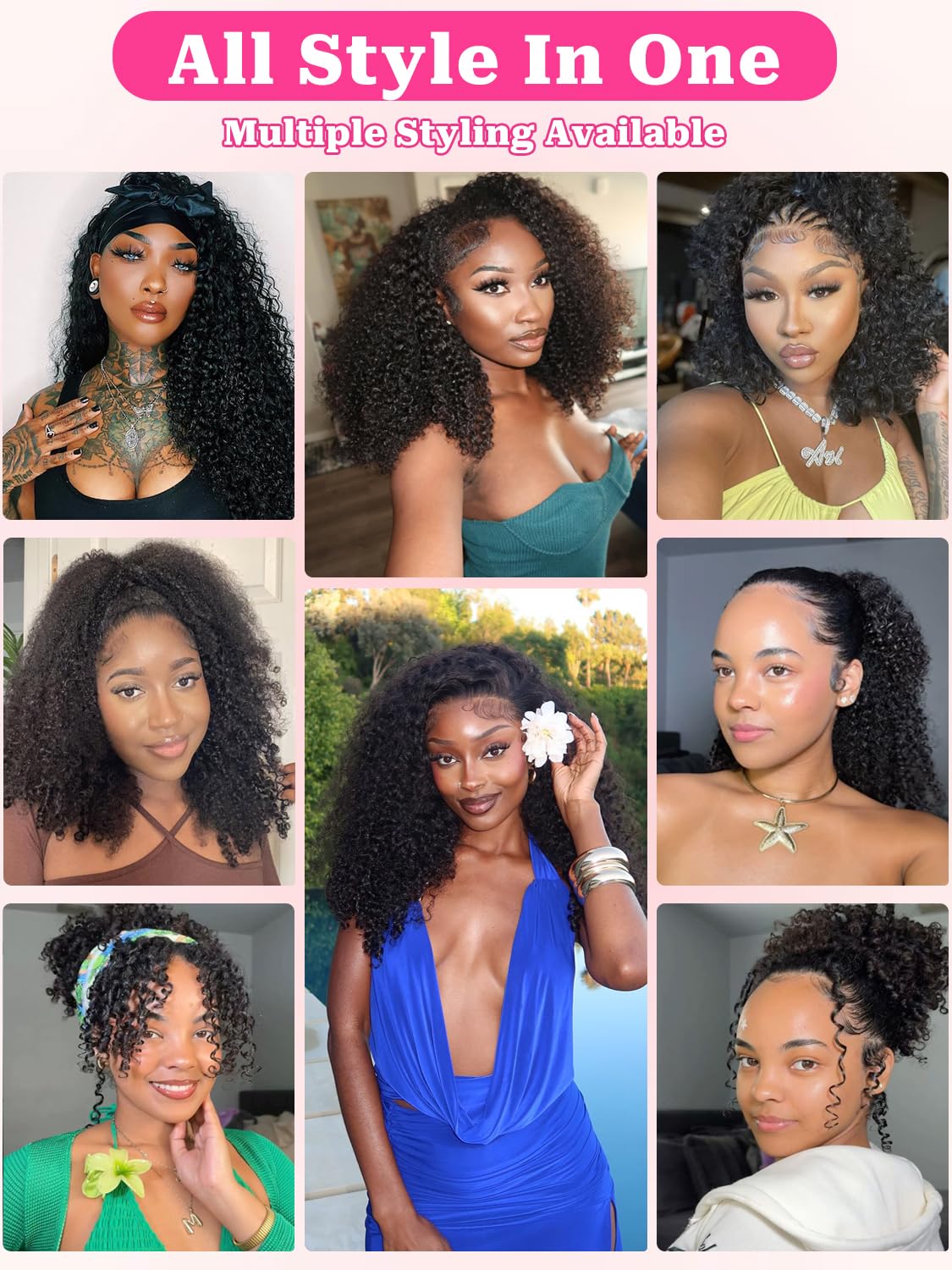yosly Half Wig Human Hair Kinky Curly Glueless Wigs Curly Half Wig 3 In 1 Adjustable Drawstring Seamless Flip Over Invisible Hairline Wear Go Beginner Friendly Curly Half Wigs for Women 20 Inch