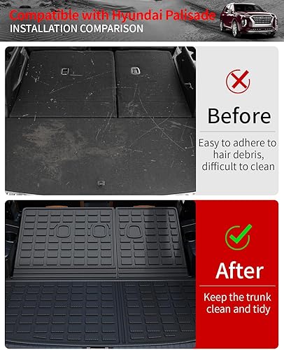 Miniatura 2 de Alfombrillas compatibles con Hyundai Palisade 2020-2024, forro de carga, protector de asiento trasero de elastómero termoplástico, accesorios de 7 y