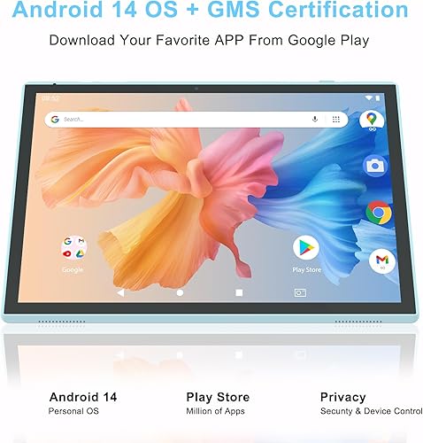 Miniatura 5 de Tableta de 10 pulgadas Android 14 con estuche y lápiz táctil, 6GB RAM+32GB ROM, admite expansión de 1024GB, batería de 6000mAh, tableta Android de