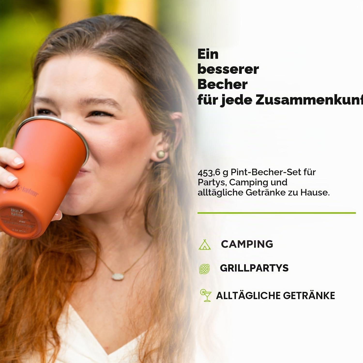Klean Kanteen 4er Set Pint Cup aus Edelstahl, Einwandig, in verschiedenen Farben, 473ml, 1010588, Partake