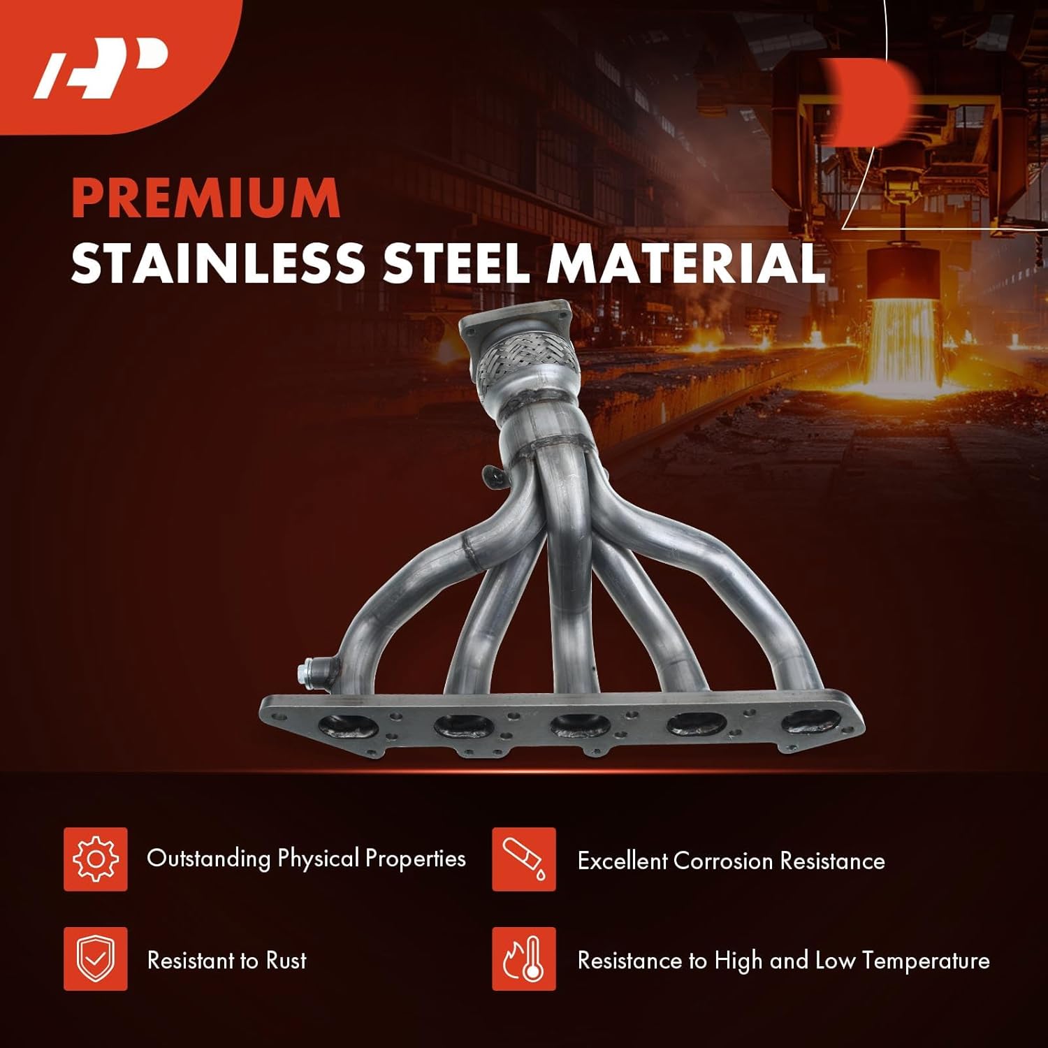 A-Premium Exhaust Manifold with Gasket Kit Compatible with Volvo 850 1994-1997 S70 1998-1999 V70 1998-2000 L5 2.4L Naturally Aspirated