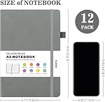 12 Pack Journal Notebooks for Work with 12 Pens, A5 Hardcover Notebook，Business Notebooks Bulk, College Ruled Notebook for Men, Leather Journal for Writing, 160 Pages, 100GSM Thick Paper (5.7" x 8.3")
