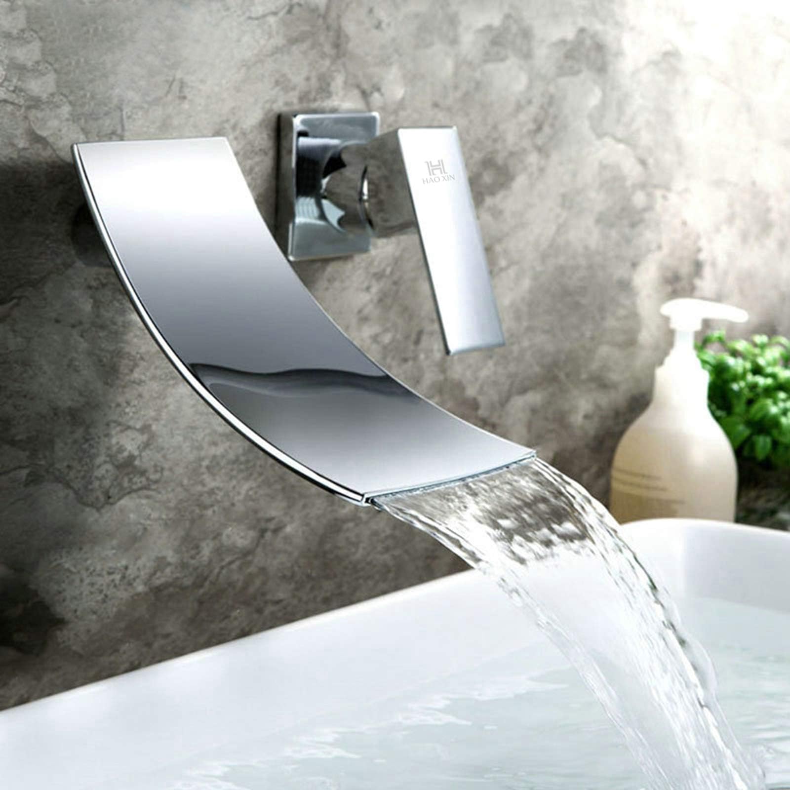 Wall Mounted Waterfall Tap Bath Filler Tap Wall Mounted Bathroom Bathtub Basin Faucet Chrome HX-PBE01