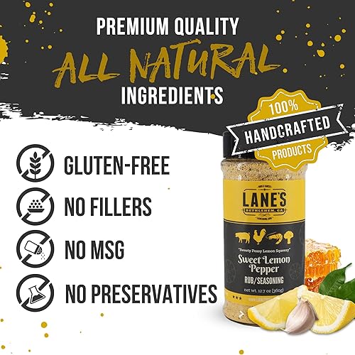 Miniatura 4 de Lane's Condimento dulce de pimienta de limón, mezcla de condimentos de limón totalmente natural con cítricos, pimienta de limón en polvo y miel,