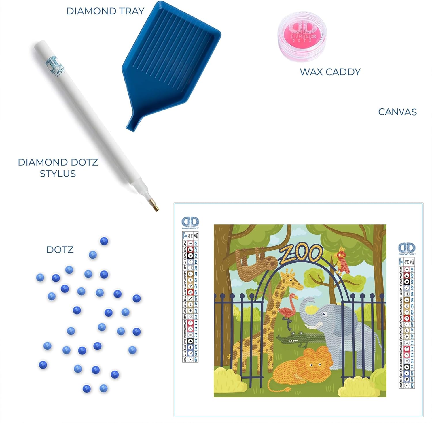 DIAMOND DOTZ DOTZ at The Zoo Dotz Box Animal Diamond Painting Kits for Adults - Diamond Art Kits a Relaxing Creative Craft Kit with Dotz Gems 11"x11"