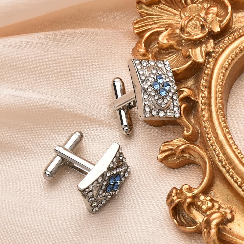 Set de Mancuernillas y Clip para Corbata en Plateado miniatura 5